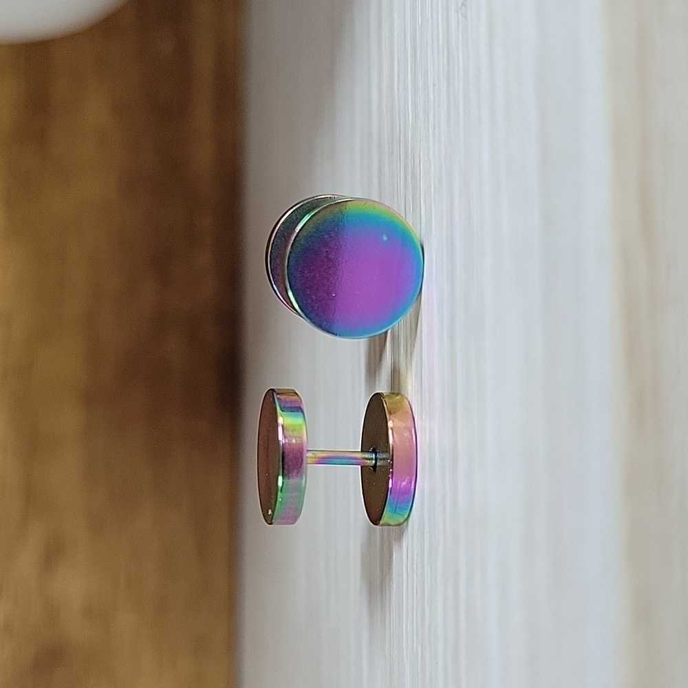🔥LAST PAIR🔥 OILSLICK BARBELL GAUGE STYLE EARRINGS